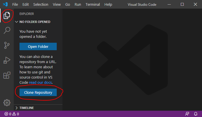 open empty VSCode